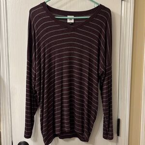 Cabi Serenity Tee Striped V-Neck Long Sleeve Top